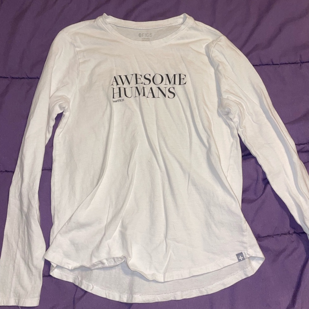 Awesome Humans White Long Sleeve Top